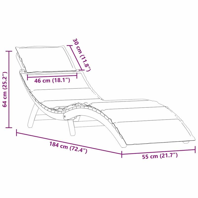 vidaXL Sun lounger 2 pcs Beige 184 x 55 x 64cm Solid Acacia wood - 72.4 x 21.7 x 25.2
