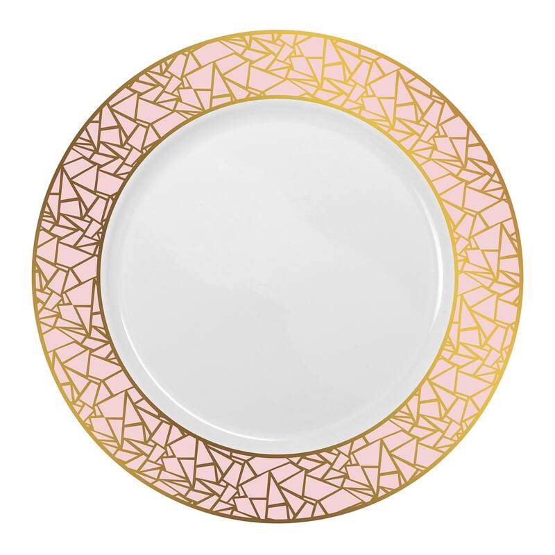 Shiny Mosaic Rim Disposable Plastic Plate Packs - Party Supplies