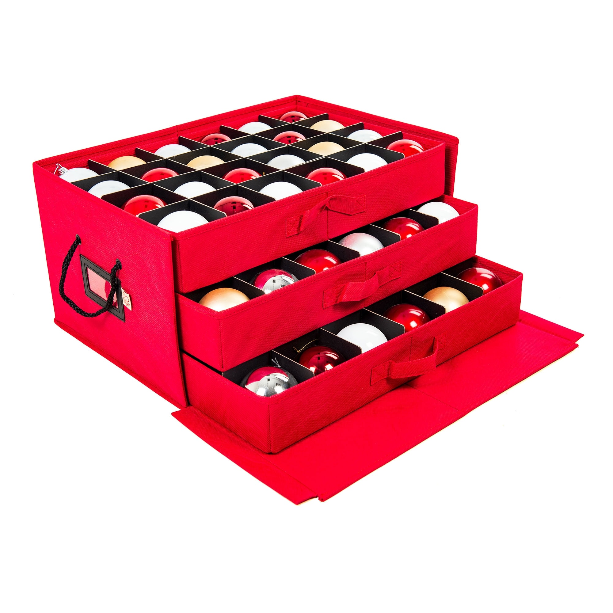 Honey Can Do Ornament Storage, 48 Cube, Red
