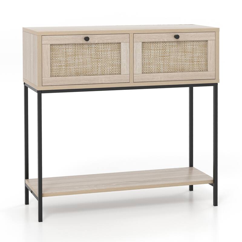 Gymax Console Table Entryway Table Long Sofa Side Table w/ Open Shelf
