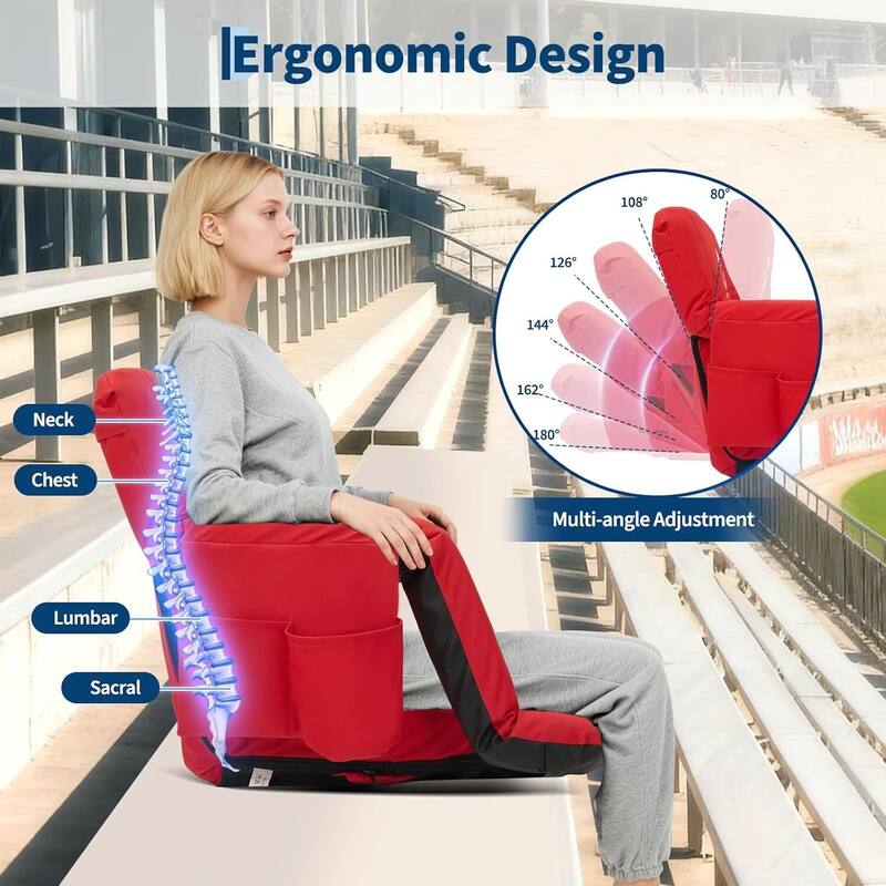 2 PCS 24.5" Reclining Bleacher Seat, Stadium Chair with Back Support Padded Cushion