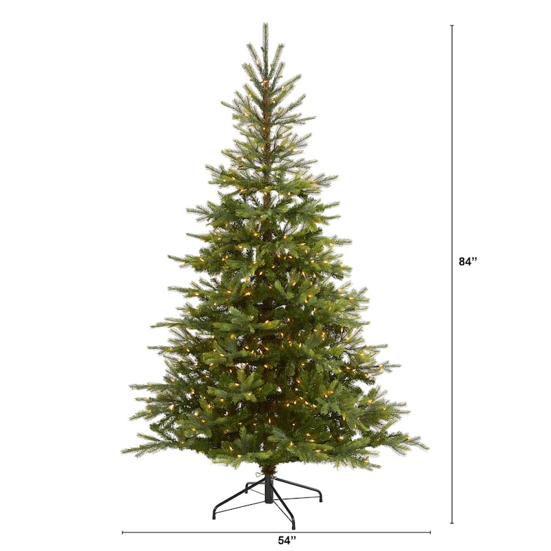 7ft. Spruce Artificial Christmas Tree with 450 Clear Lights and 931 Branches - Classic Holiday X-Mas Look