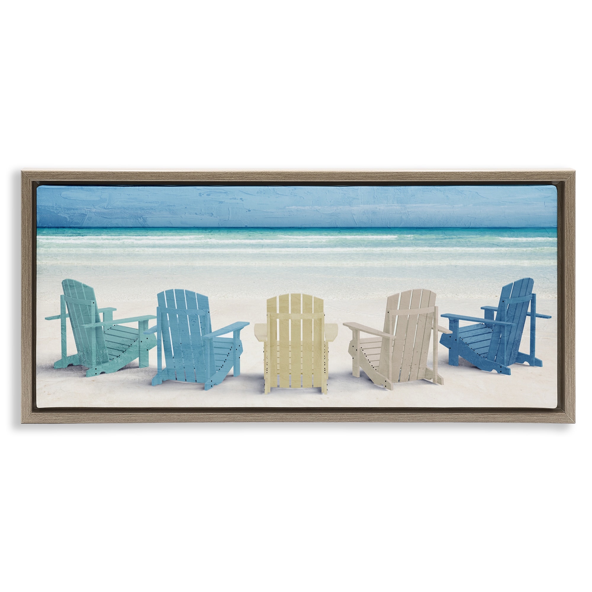Stupell Sea View Beach Chairs Framed Floater Canvas Wall Art Design By Kim Allen