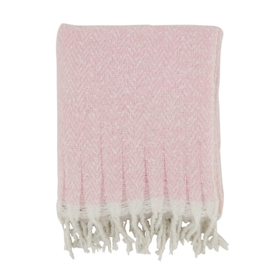 Chic Herringbone Fringed Throw