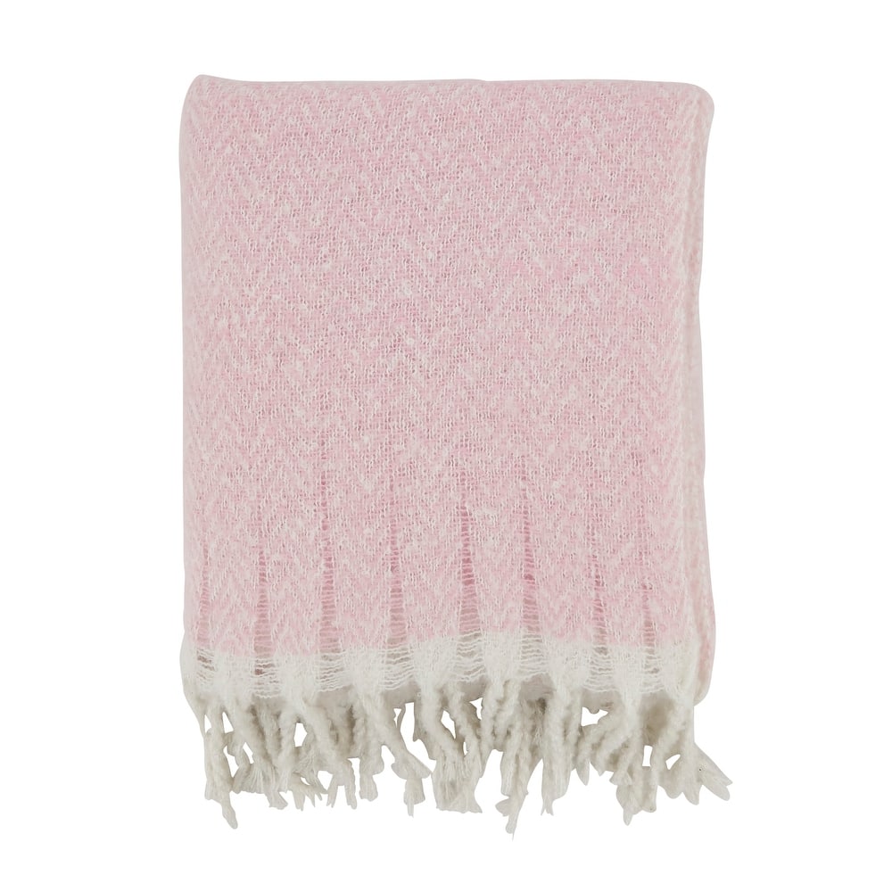 Chic Herringbone Fringed Throw