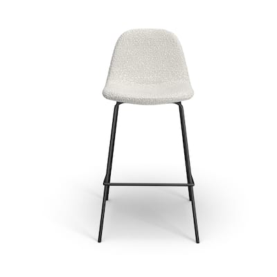 Counter Stools in White Boucle Black Legs (Set of 2)