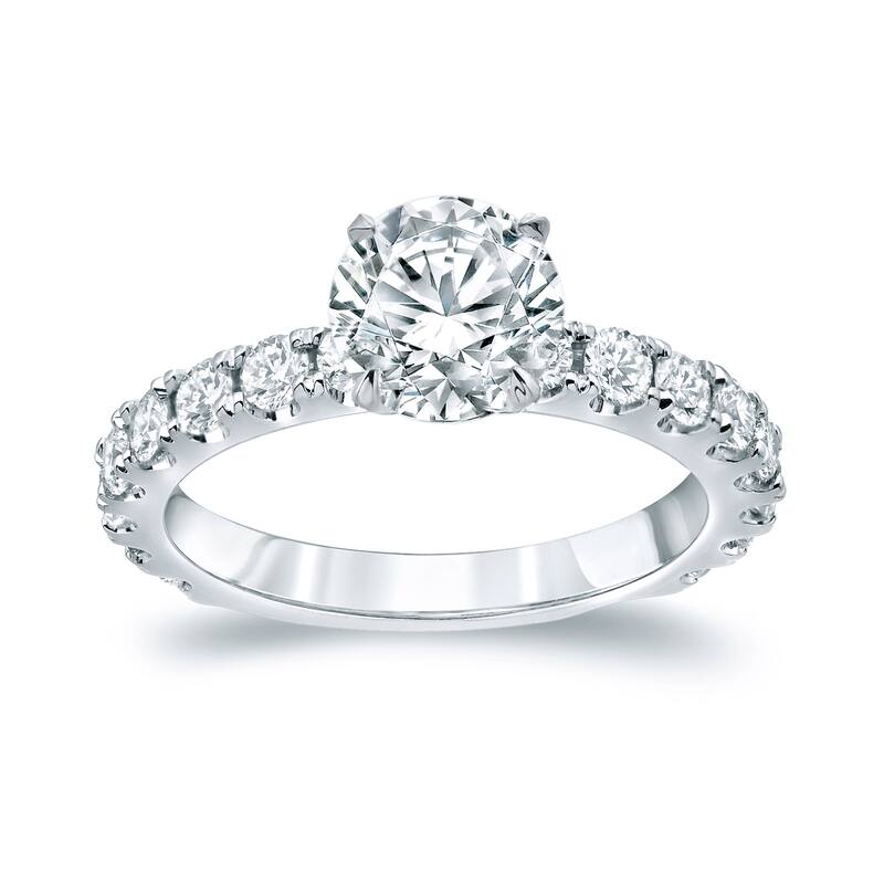 Auriya Platinum Classic 2 1/2ctw Round Diamond Engagement Ring Certified (H-I, SI1-SI2)
