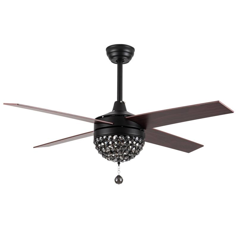 Bella Depot 52" Modern Crystal Ceiling Fan with LED Light, Reversible Ceiling Fan with Remote Control