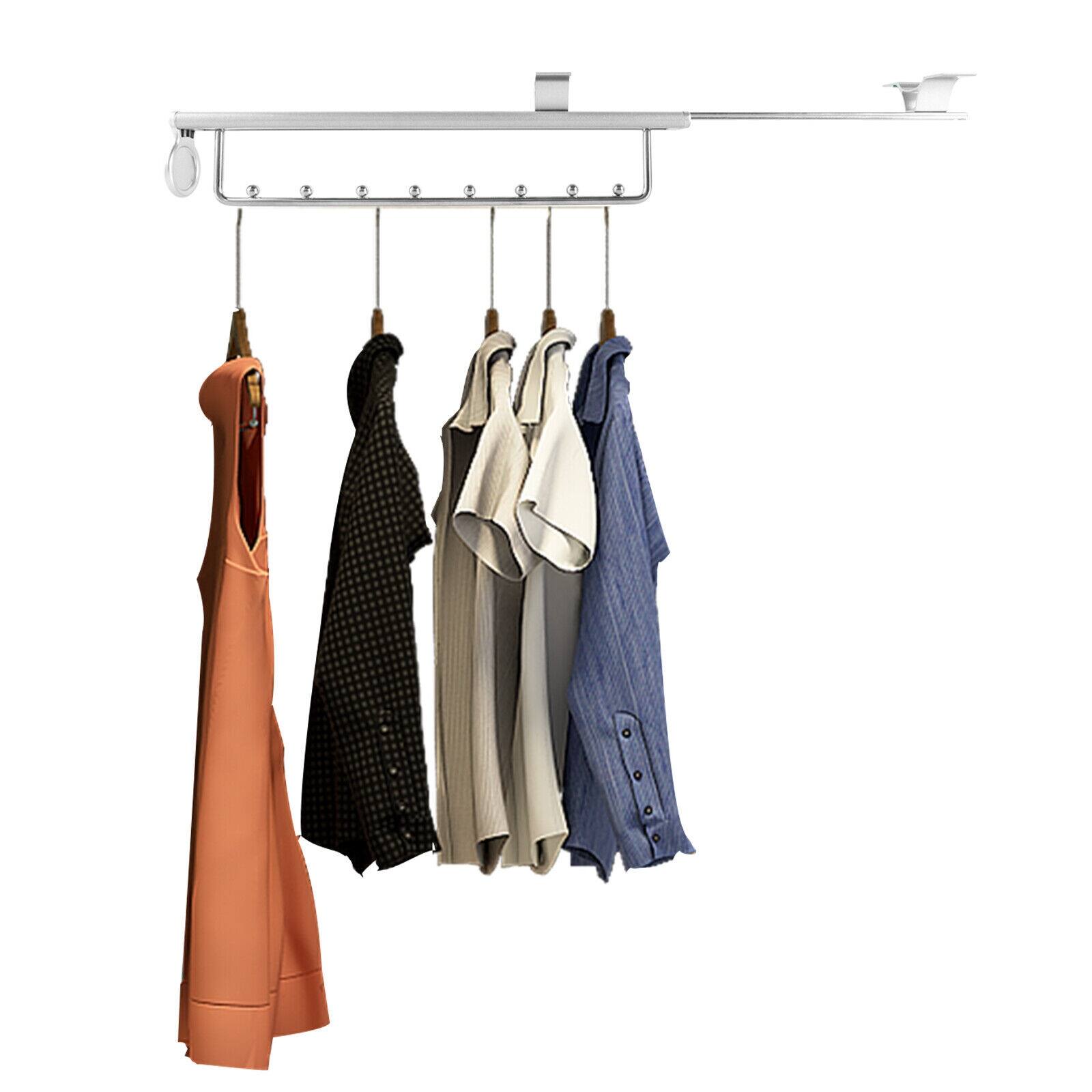 Adjustable Retractable Closet Rod PullOut Clothes Hanger Bed Bath