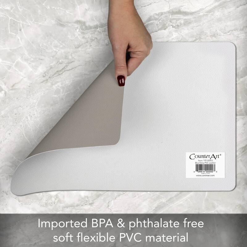 Grey/White Reversible Faux Leather Flexible Placemat 4 Pack Easy to Clean, BPA Free