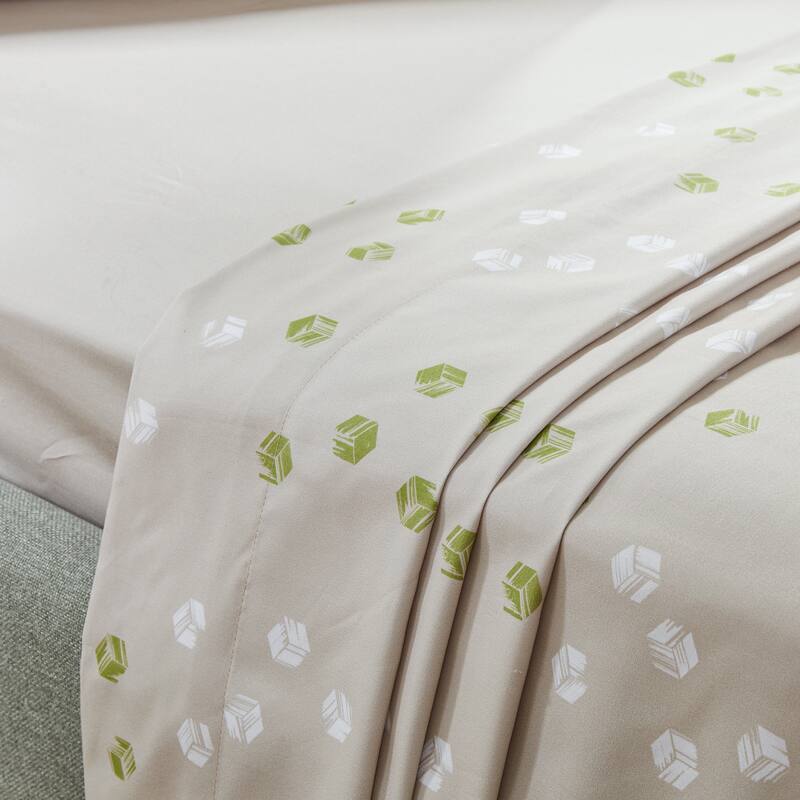 Deconovo Recycled Pillowcases Flat Sheet & Fitted Sheet 4 Pieces