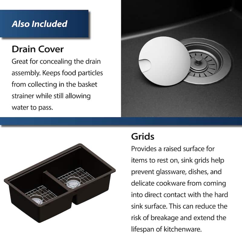 Karran QUWS-880 Undermount 32-1/2 in. Double Equal 50/50 Bowl Workstation Kitchen Sink