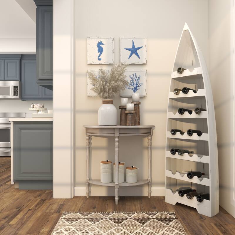 White Wood 25 Bottle Boat Storage Standing Wine Rack