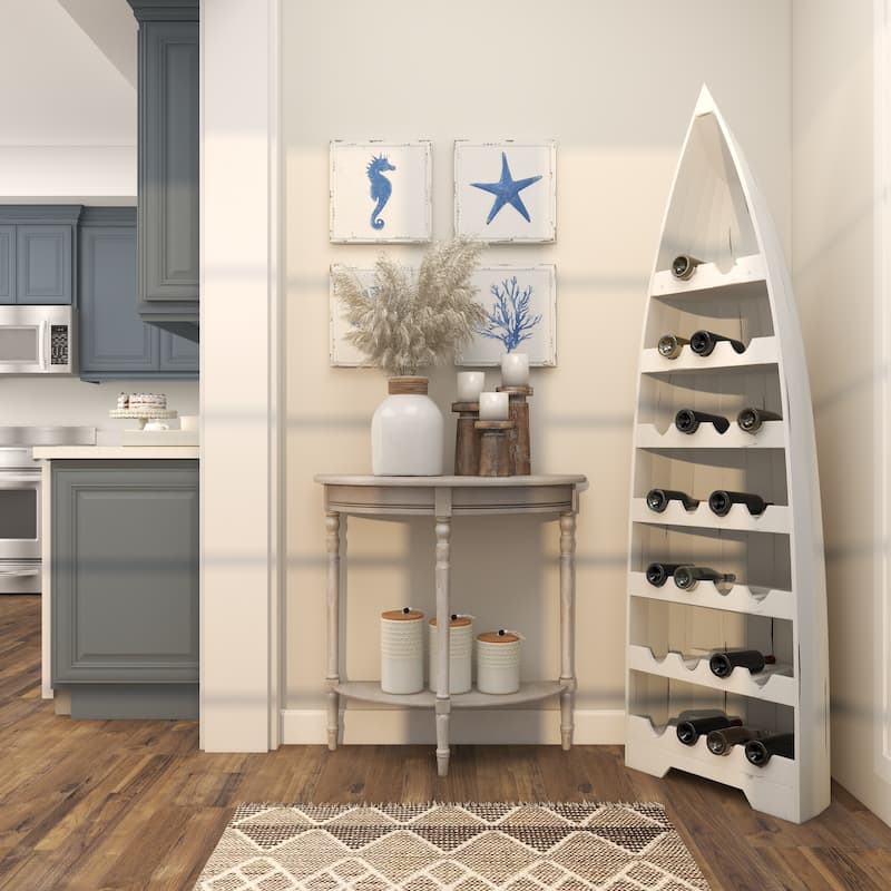 Wood Boat 25 Bottle Standing Wine Rack - White - Roche River Decor