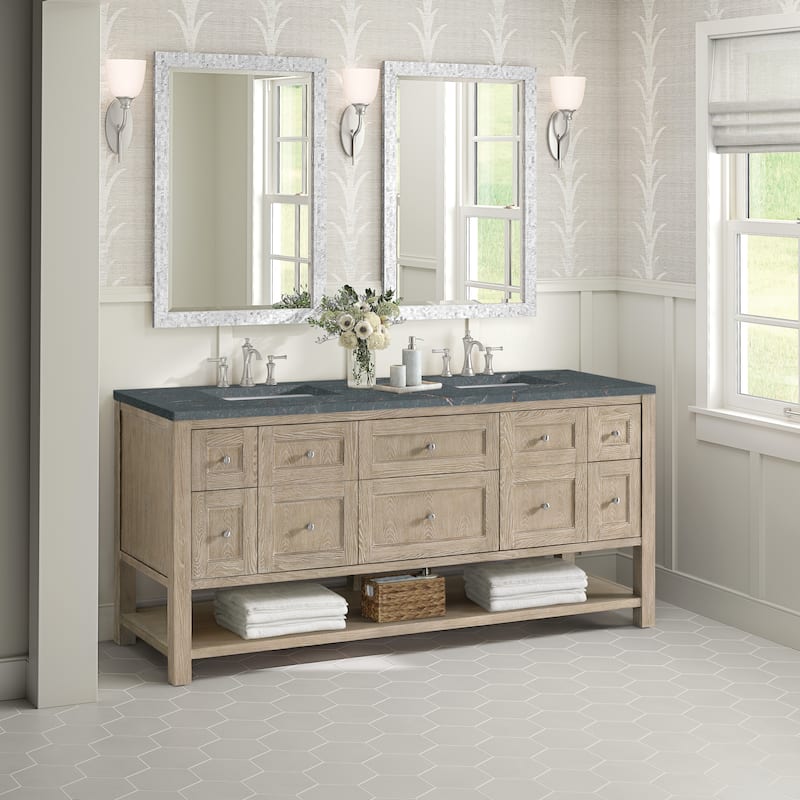 James Martin Vanities Breckenridge 72" Double Vanity, Whitewashed Oak