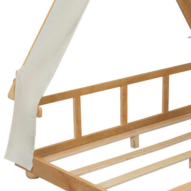Roomfitters House Bed with Tent and Light Convertible Canopy Frame MDF