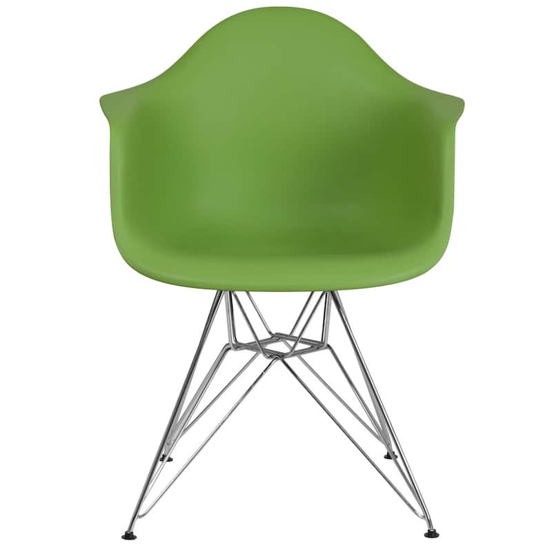 Plastic Chair with Arms and Chrome Base