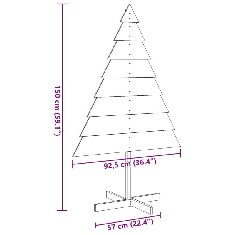 vidaXL Wooden Christmas Tree for Decoration Xmas Holiday Ornament Solid Wood - 59.1 in