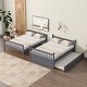 preview thumbnail 4 of 10, Modern Design Rubber Wood Bunk Bed with Trundle, Ladder and Guardrails, Full Over Full, Taupe