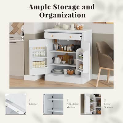 2-Piece Kitchen Pantry, Buffet Food Storage Cabinet, Coffee Bar Cabinet with Adjustable Shelves and Door Shelves