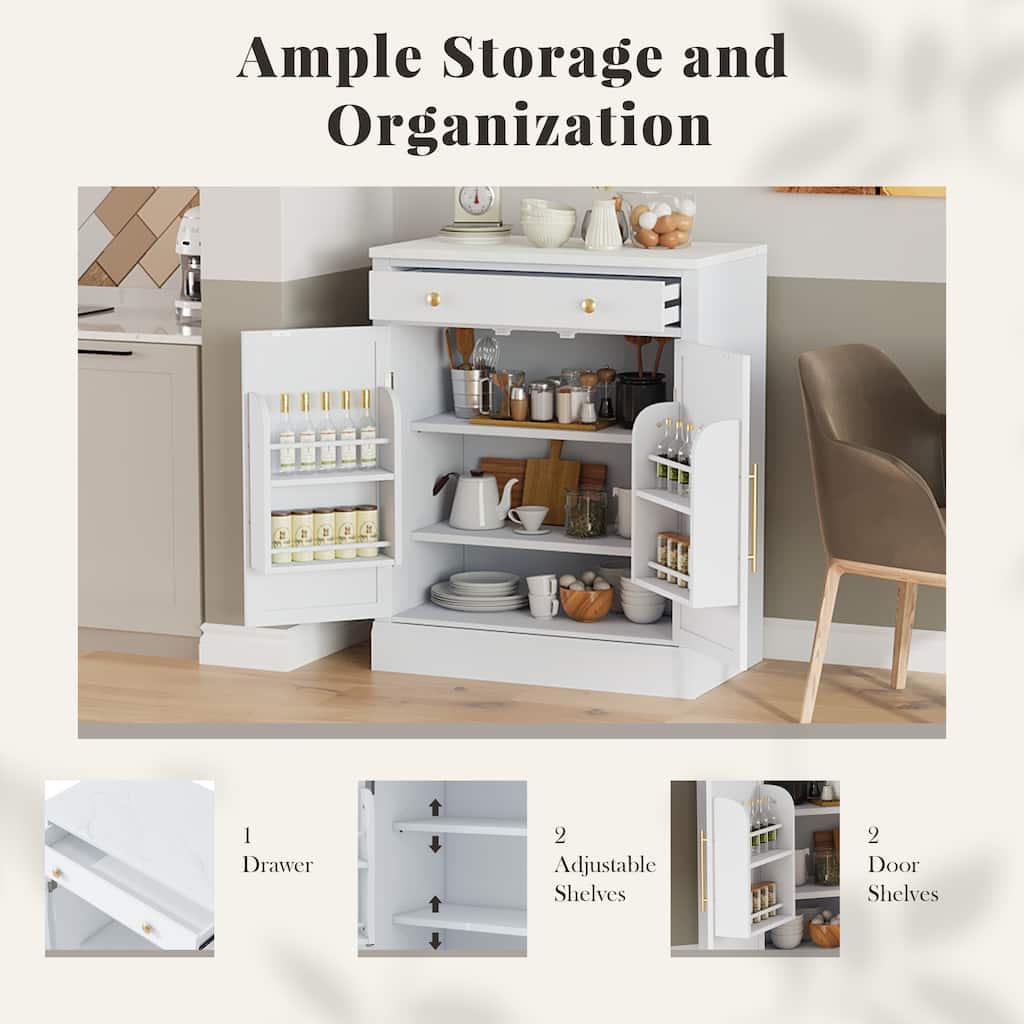 2-Piece Kitchen Pantry, Buffet Food Storage Cabinet, Coffee Bar Cabinet with Adjustable Shelves and Door Shelves