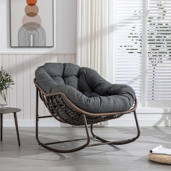 Patio Wicker Indoor & Outdoor Rocking Chair with Cushion - Bed Bath ...