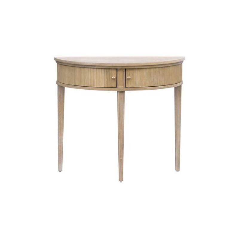 Roomfitters 36 Inch Storage Console Table, Demilune Entryway Accent Table with Interior Storage for Living Room, Reclaimed Wheat