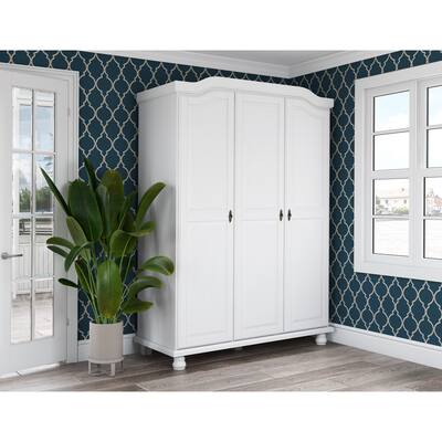 100% Solid Wood Kyle 3-Door Wardrobe Armoire by Palace Imports