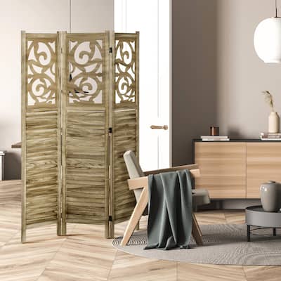Stylish 3 Panel Wood Portable Folding Screens for Home or Office