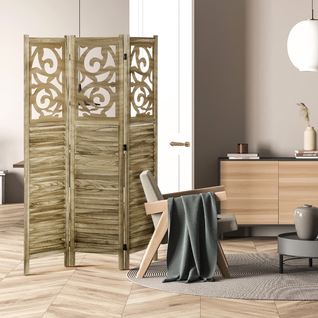 Stylish 3 Panel Wood Portable Folding Screens for Home or Office