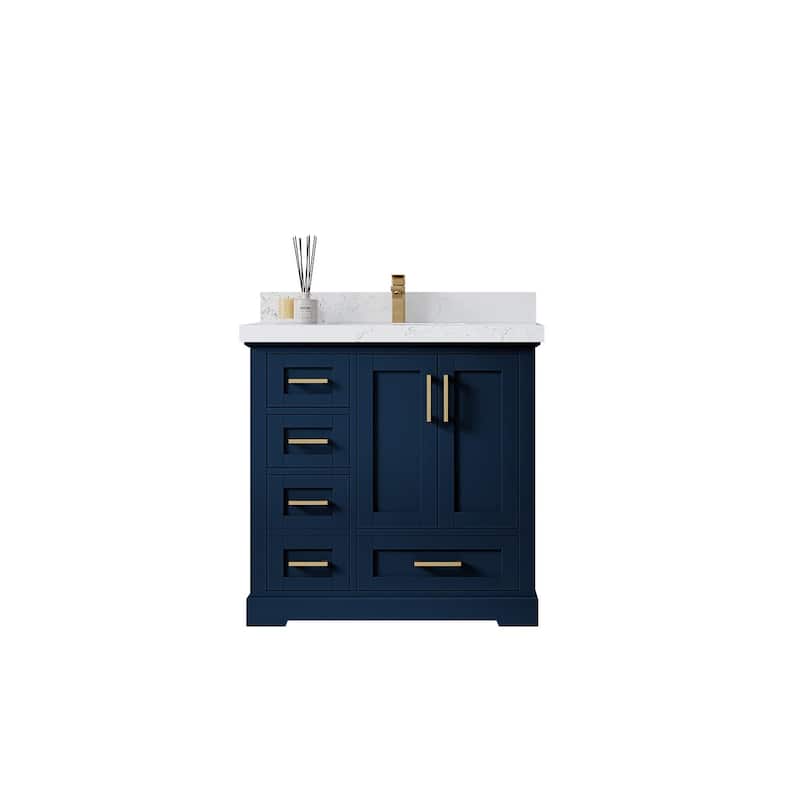 Willow Collections 36 x 22 Boston Center Sink Right Bathroom Vanity with Countertop