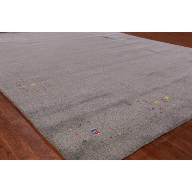 Hand Knotted Oriental 100% Wool Carpet Tribal Tribal Greys & Charcoal Gabbeh Area Rug - 10' 2'' X 8' 4''