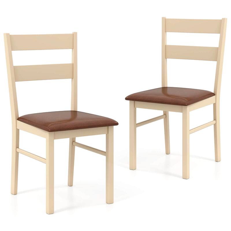 Costway Wooden dining chair set of 2/4 with rubber wood frame padded - 2 pcs - Set of 2
