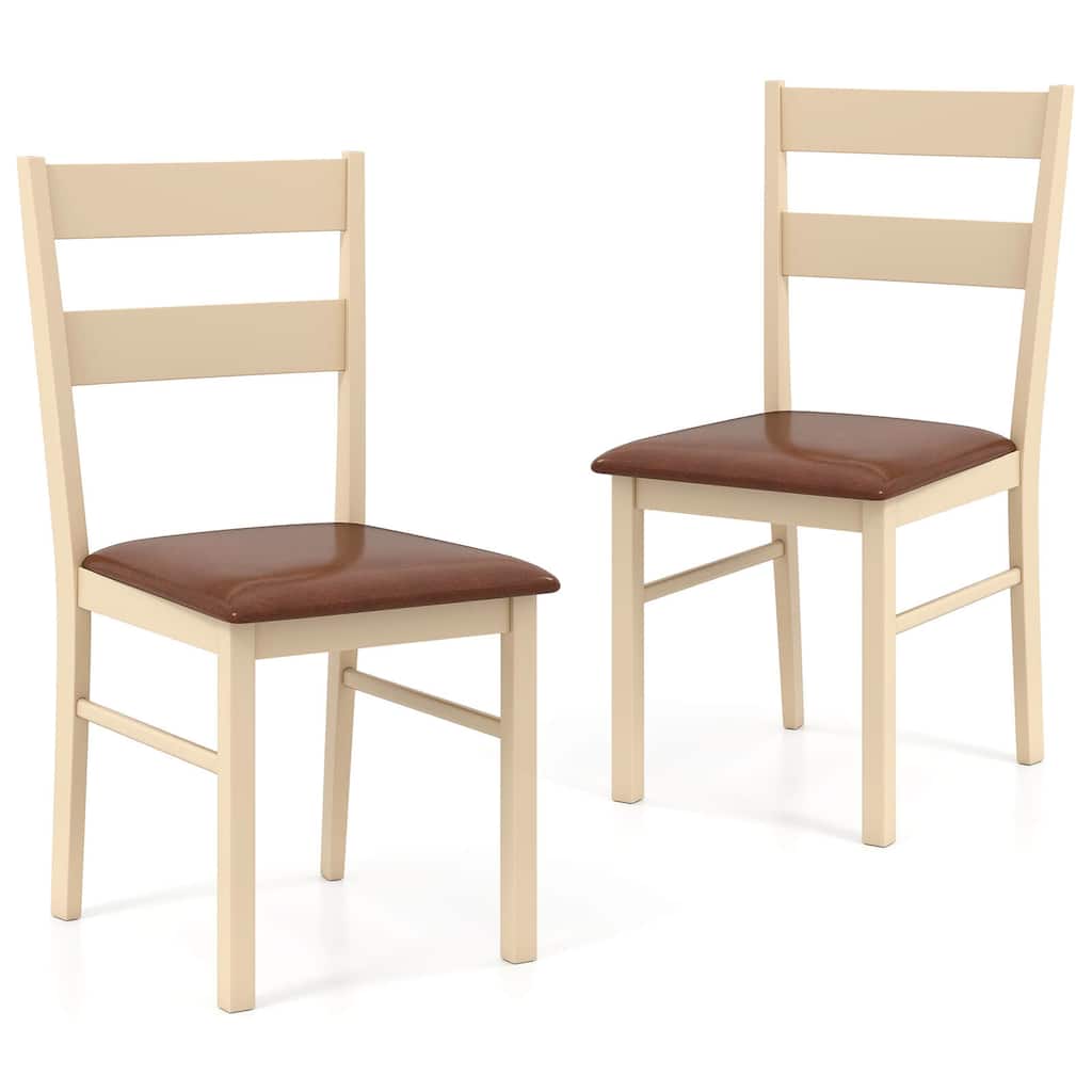 Costway Wooden dining chair set of 2/4 with rubber wood frame padded