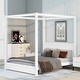 preview thumbnail 19 of 22, Modern Queen/Full Size Canopy Platform Bed with Headboard and Support Legs - Natural Finish, Sturdy Pine Wood Construction Queen White