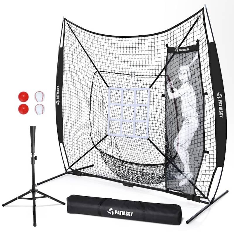 Patiassy 7 ft x 7 ft Baseball Softball Hitting Pitching Practice Net