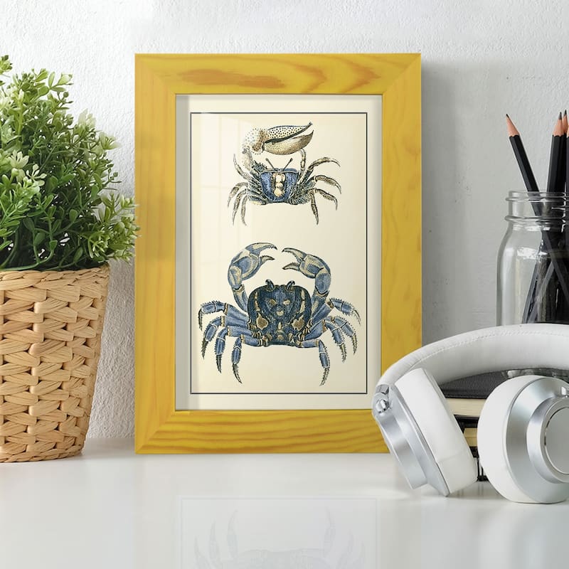 Antique Blue Crabs II -Framed Print w/glass-Cherry Red