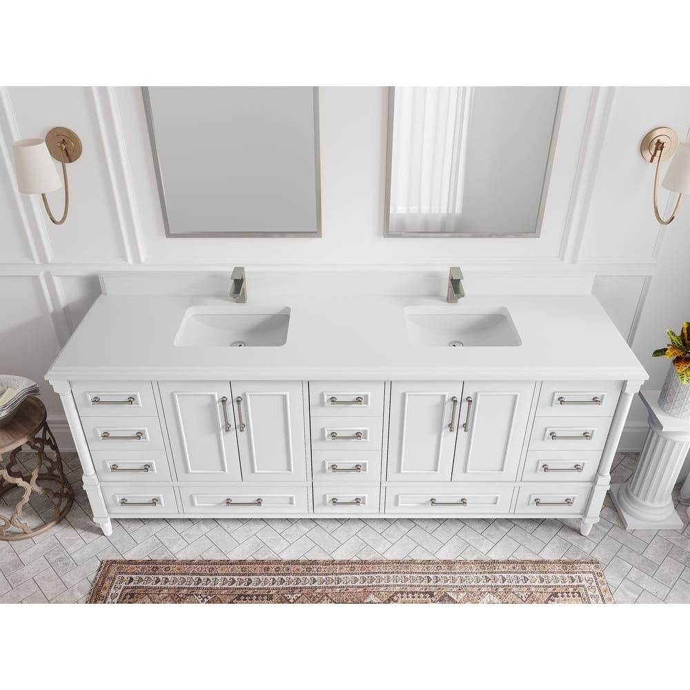 Willow Collections 84 in. W x 22 in. D Aberdeen Double Bowl Sink Bathroom Vanity with Countertop
