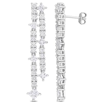 Miadora 5 3/4ct TGW Created White Sapphire Post Earrings Sterling Silver