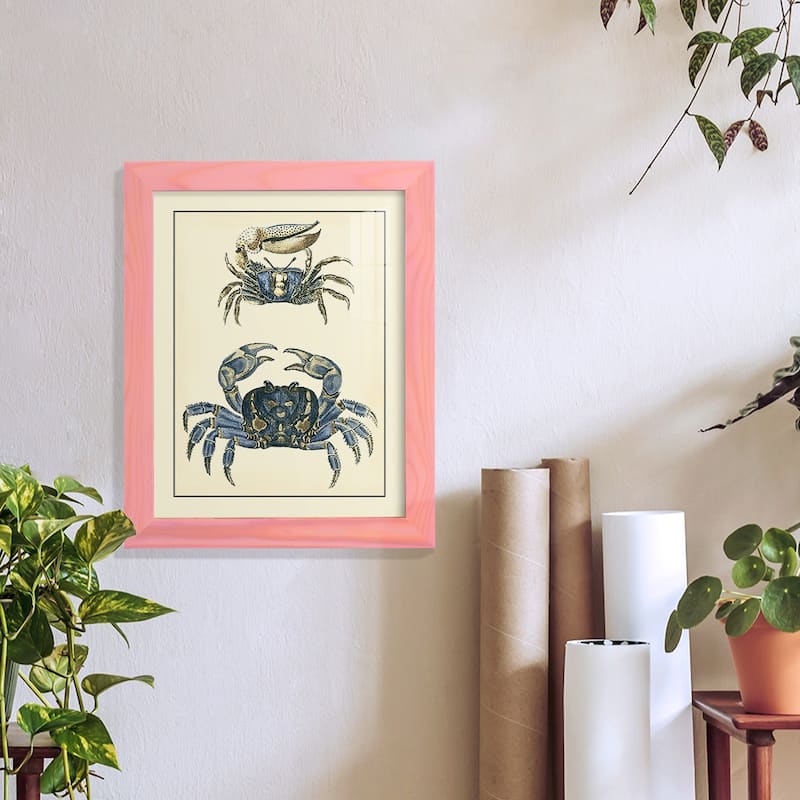 Antique Blue Crabs II -Framed Print w/glass-Cherry Red