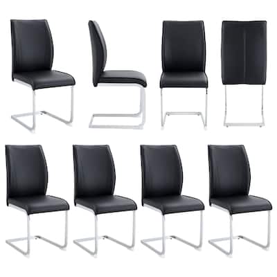 Industrial Style Arch Bar chair, Set of 8 PU Material High Resilience Dining Chair with Arched Metal Leg for Dining Room, Bar