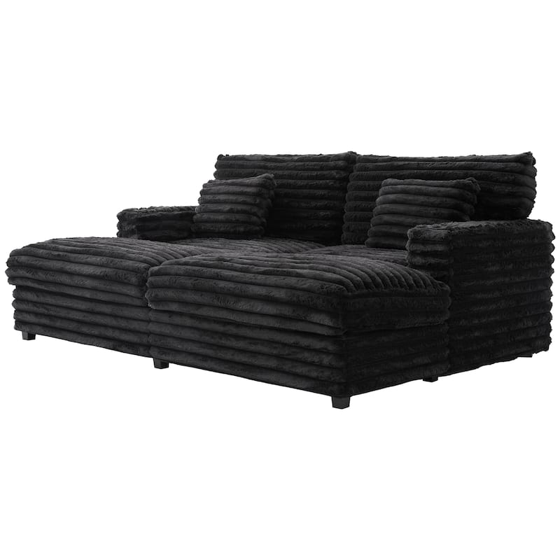 Oversized Double Chaise Lounge Sofa 83.5" Sofa Bed Cloud Couch Plush With Two Supportive Pillows,Usb Ports And Cup Holders
