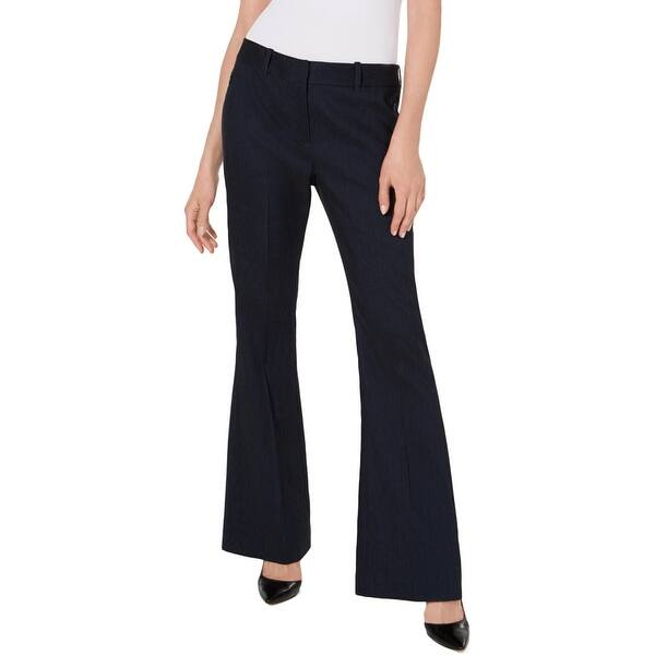 Elie Tahari Womens Dress Pants Flare Mid Rise Navy 6 Overstock