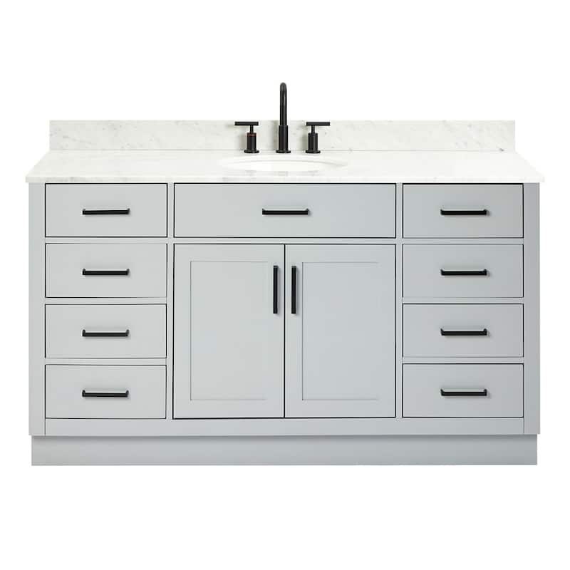 Ariel T061SCW2OVO Hepburn 61" Free Standing Single Basin Vanity Set - Grey
