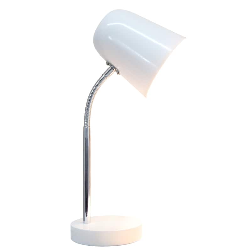 Minimalist Metal Gooseneck Desk Lamp with Adjustable Chrome Arm Modern Task Lighting Multiple Colors