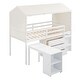 preview thumbnail 23 of 33, Twin Size House-Shaped Wood Bed Low Loft Bed with Desk & Shelf, Unique Kids Bed Tent Bed with Drawer and Roof for Boys Girls