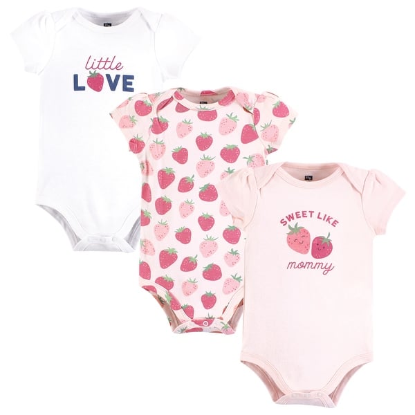 slide 1 of 1, Hudson Baby Infant Girl Cotton Bodysuits, Strawberry Love 0-3 Months - Strawberry Love