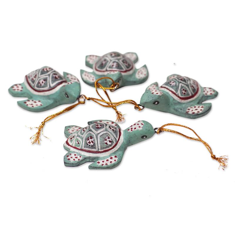 Novica Handmade Baby Shells Wood Ornaments (Set Of 4)