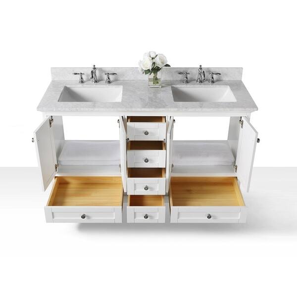 Shop Ancerre Designs Audrey Vanity Set With Carrara White Marble Top Overstock 23140673