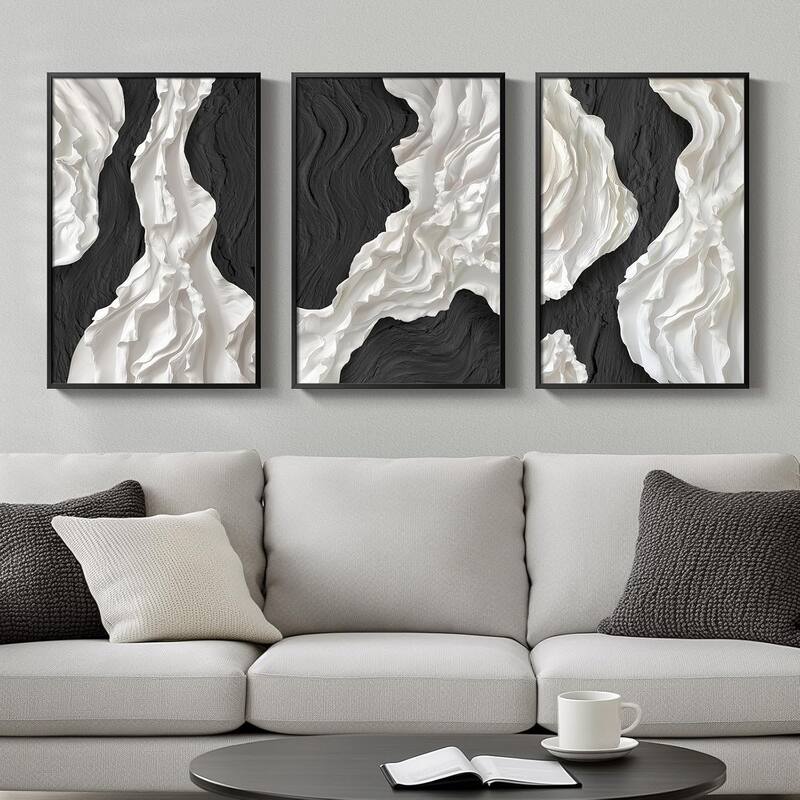 Framed Black and White Abstract Wall Art - 16 x 24